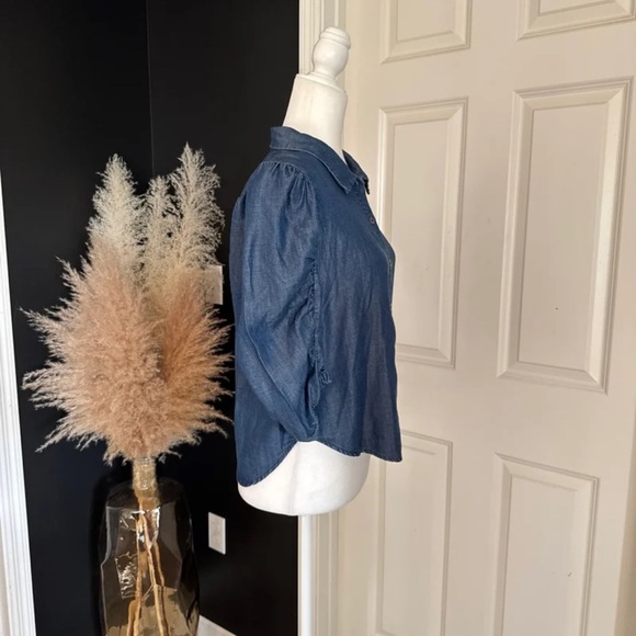Splendid Puff Sleeve Denim Button Down Shirt 
size Small - Picture 8 of 12